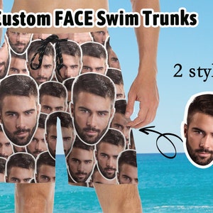 Custom Face Swim Trunks Photo Men Swim Shorts Personalized Swim Trunks Customize Beach Bathing Swimwear Muti-faces Swim Trunks For Him