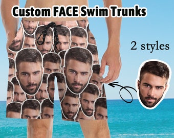 Costume da bagno personalizzato con foto del viso, pantaloncini da bagno da uomo, costume da bagno personalizzato, costume da bagno da spiaggia personalizzato, costume da bagno con più volti per lui