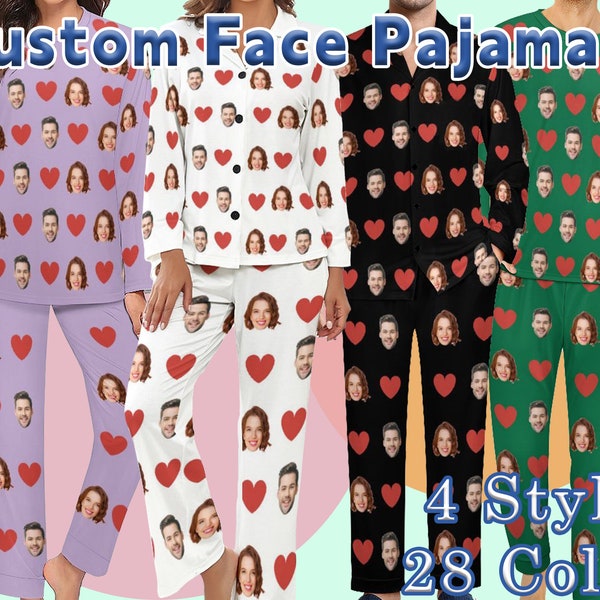 Custom Face Women Men Pajama Set For Women Men Personalized Photo Pajamas Custom Face Couple Pajamas Set Christmas Birthday Gift For Him Her