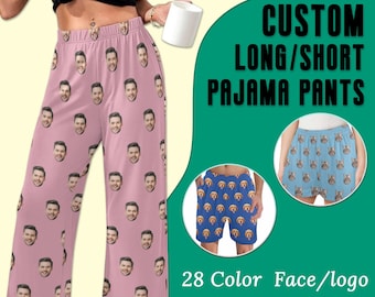Pijamas con cara personalizada, pantalones de pijama personalizados con foto, pantalones de pijama largos o cortos, pijamas para mujer o hombre con cara de mascota, el mejor regalo de Navidad para la familia.