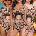 Custom Face Swimsuit Personalized Photo Swimwear With Red Heart Birthday Bachelorette Gifts