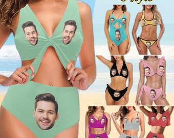 Custom Face Swimsuit For Women Personalized Photo Bathing Suit Customize Face Women Bikini Custom Face Bikini Anniversary Bachelor Party