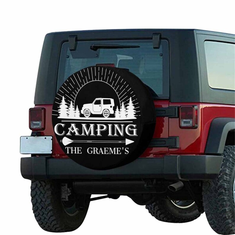 Custom Family Name Spare Tire Cover Personalized Name Spare Tire Cover Your Design Wheel Cover for Jeep Trailer RV SUV Gift for Car Lover image 4