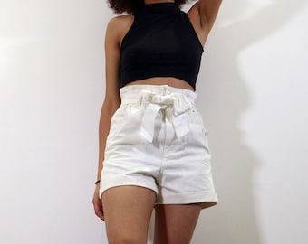 Short blanc en jean Taille Haute