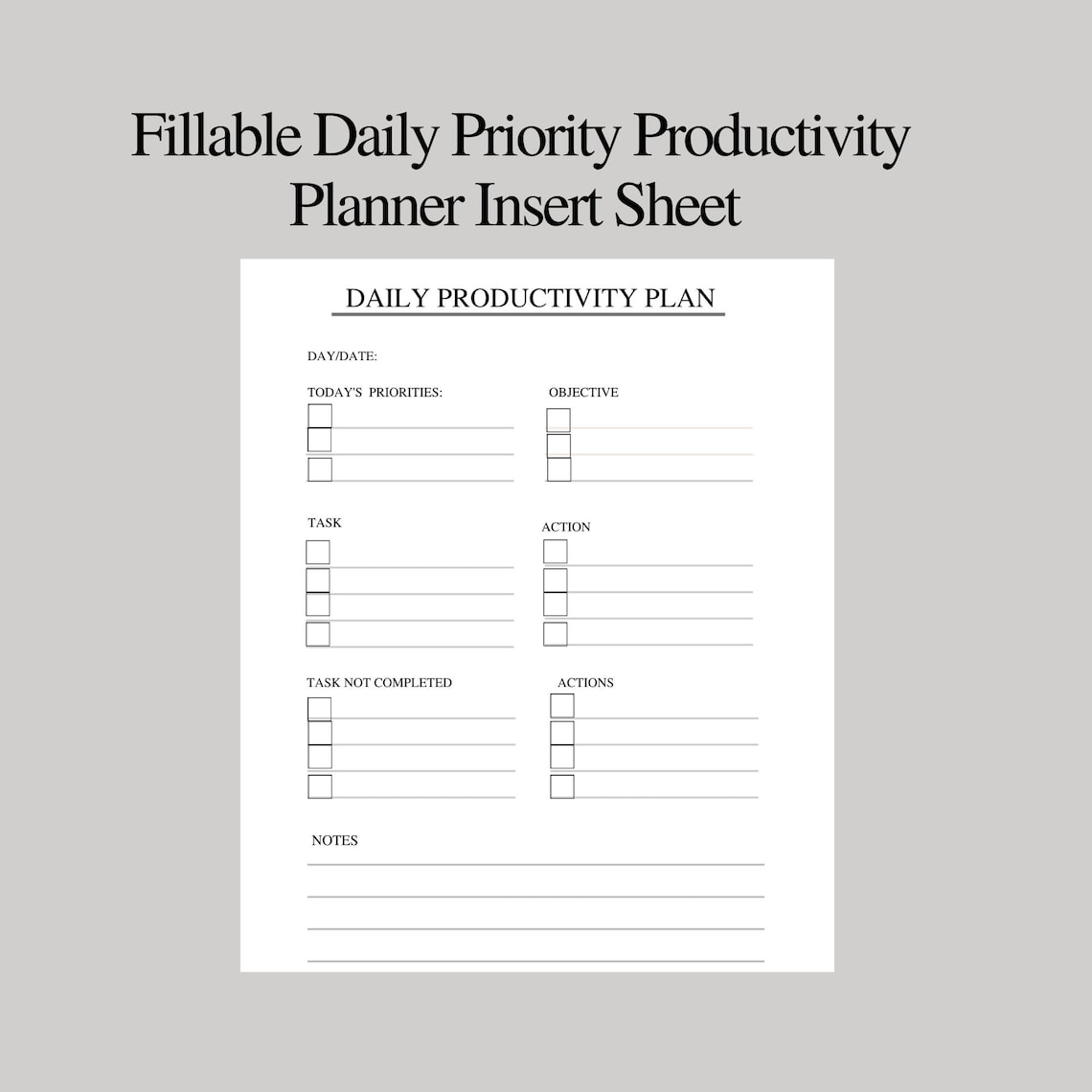 Fillable Daily Productivity Task Organization Time | Etsy