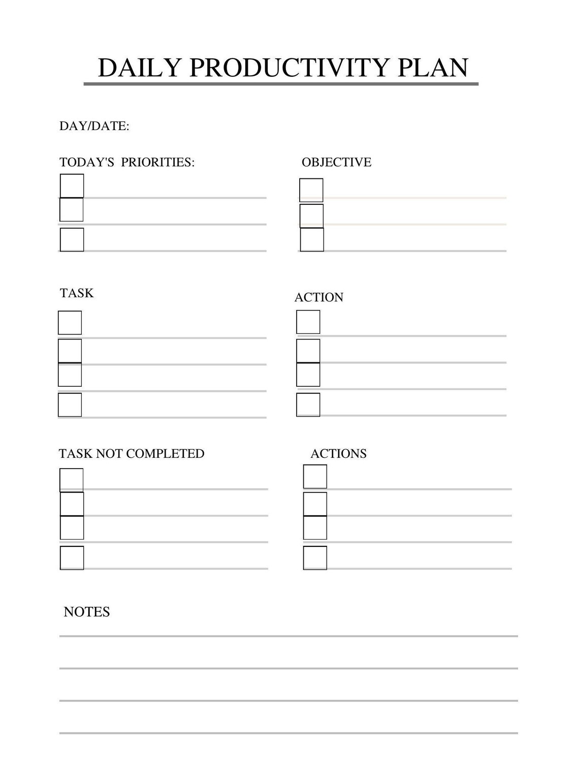Fillable Daily Productivity Task Organization Time | Etsy