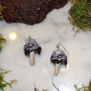 Inky-cap Mushroom Earrings