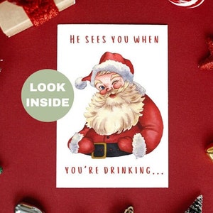 Funny Christmas card / He Sees You When Christmas card / unique Christmas card / for best friend / for husband / funny xmas card