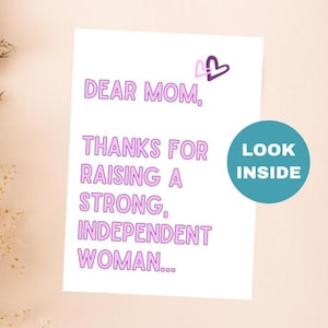 Independent Daughter Mother&#39;s Day Card / Card for Mom / Gift for Mom