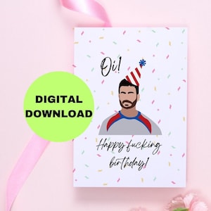 Cartão de aniversário para impressão / cartão de aniversário engraçado / feliz aniversário / download digital / cartão de aniversário de Roy Kent / Ted Lasso