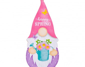 13" Wooden Sign: Happy Spring Gnome