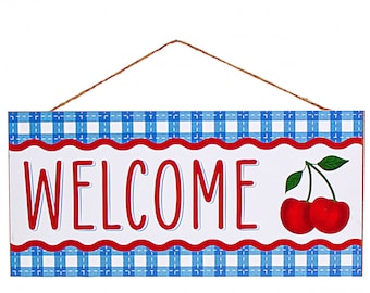 12" Wooden Sign: Welcome Cherry