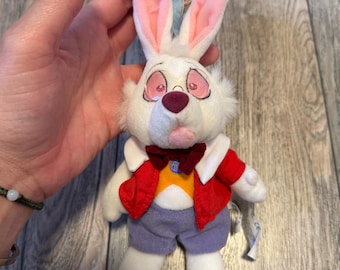 Upcylced White Rabbit Plush keychain