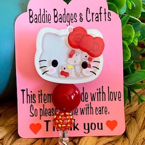 HK Shaker badge reel, Nurse Badge Badge, MA Badge, Cute Kitty shaker badge.
