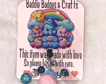Rainbow Cloud Bear Badge Reel | Pastel ID Holder