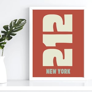 Impression 212 New York • Western • Art mural numérique tendance • Décoration de dortoir universitaire • Poster NYC • Impression esthétique • Décoration d'appartement