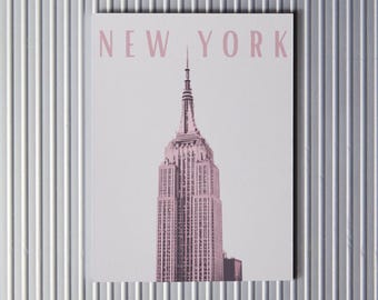 New York Empire State Building Print | Trendy Apartment City Poster | Pink Simple Girly Wall Art | Digital Download | NYC Dorm Hometown Gift
