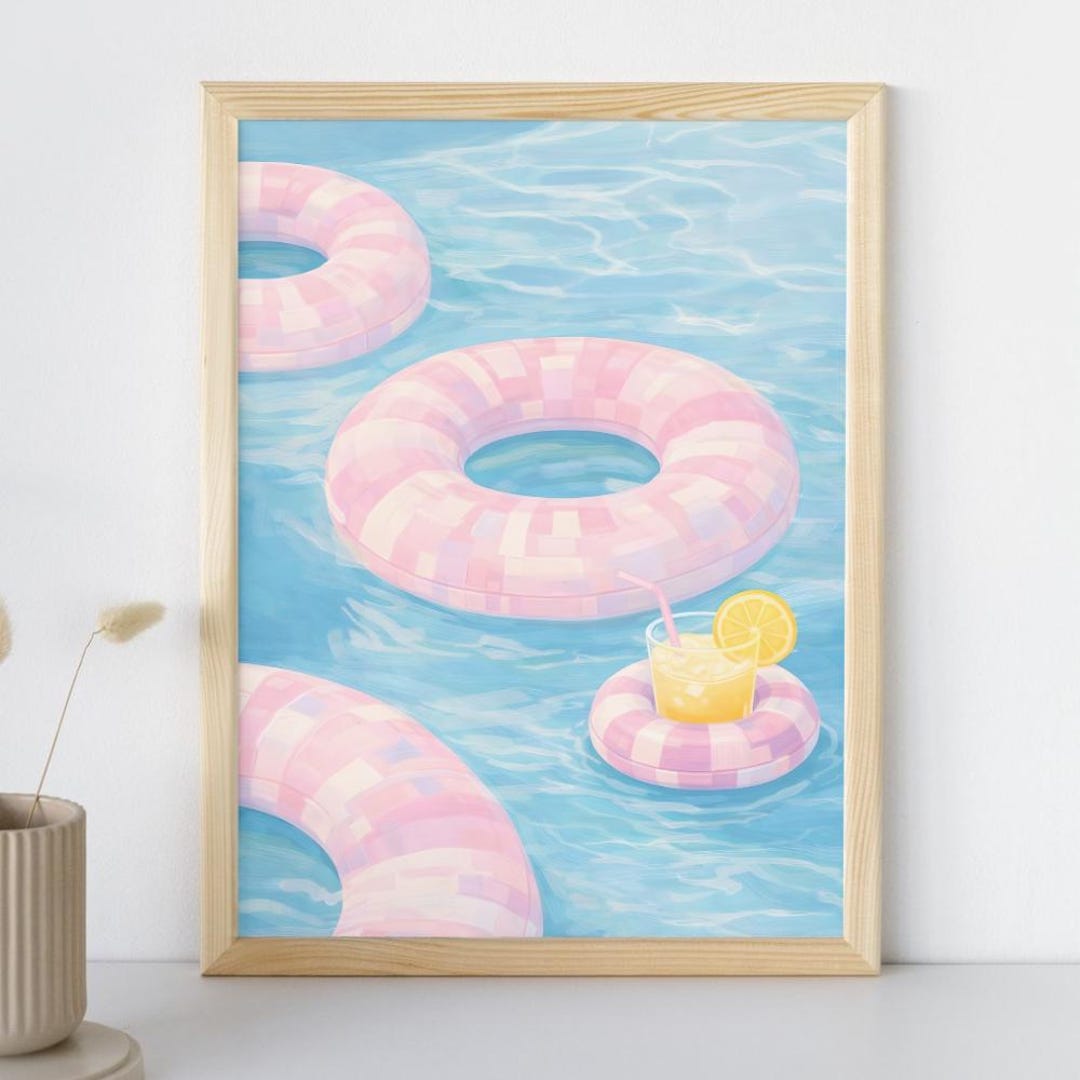 Pink Pool Float Print | Cute Summer Pool Wall Art | Trendy Girl ...