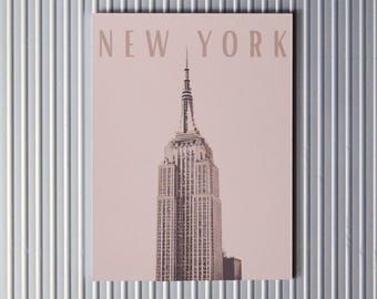 New York Empire State Building Print | Trendy Apartment City Poster | Light Pink Wall Art | Digital Download | NYC Girls Dorm Hometown Gift