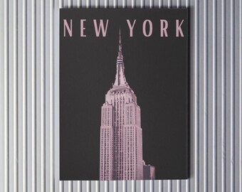 New York Empire State Building Print | Trendy Apartment City Poster | Black and Pink Wall Art | Digital Download | NYC Dorm Hometown Gift