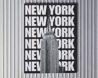 New York Aesthetic Print | Black & White Empire State Building Art | Trendy Poster | Fun Apartment Decor | Digital Download | NYC Gift Idea
