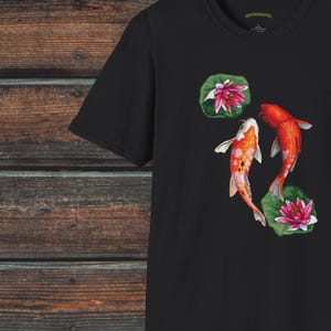 Koi Fish Shirt, Unisex Fish Shirt, Koi Fish Gift, Japanese Water Lily & Koi Shirt