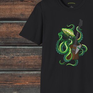 Green Octopus Playing Guitar Shirt, Unisex Octopus Shirt, Guitar Player Gift, Octopus Music Shirt