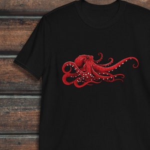 Red Octopus Shirt, Unisex Kraken Shirt, Octopus Gift, Ocean Shirt
