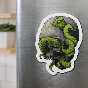 Limettengrüner Oktopus im Schädel-Magnet, Ozean-Magnet, Fisch-Magnet, Oktopus-Liebhaber-Magnet-Geschenk