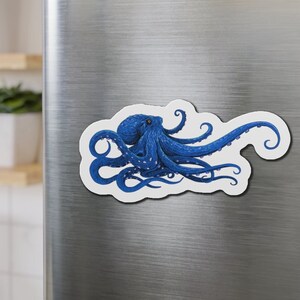 Blue Octopus Magnet, Ocean Magnet, Fish Magnet, Octopus Lover Magnet Gift