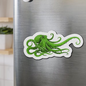 Limettengrüner Kraken-Magnet, Ozean-Magnet, Fisch-Magnet, Kraken-Liebhaber-Magnet-Geschenk