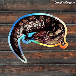 Blauer Zungen Skink holografischer Aufkleber, Reptil Aufkleber, Eidechsen Aufkleber, Vinyl Haustier Blauer Zungen Skink Aufkleber