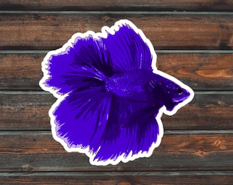 Purple Betta Fish Sticker, Fish Sticker, Waterproof Pet Betta Decal