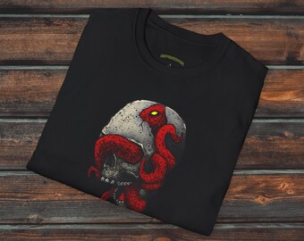 Oktopus im Skull Shirt, Unisex Kraken Shirt, Oktopus Geschenk, Skull Shirt