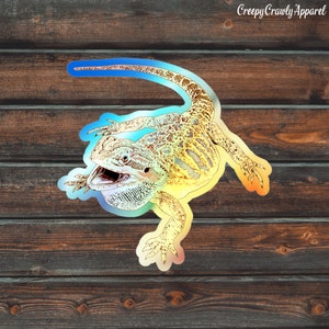 Angry Bearded Dragon Holographic Sticker, Reptile Sticker, Lizard Sticker, Vinyl Pet Bearded Dragon Sticker