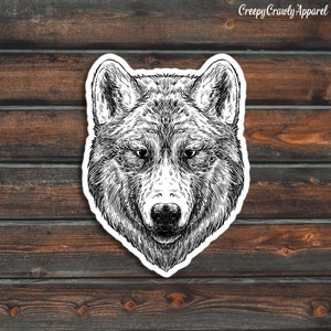 Grey Wolf Sticker, Wolf Sticker, Cute Wolf Sticker, Vinyl Waterproof Wolf Sticker