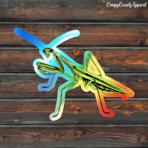 Praying Mantis Holographic Sticker, Bug Sticker, Mantis Sticker, Vinyl Mantis Sticker