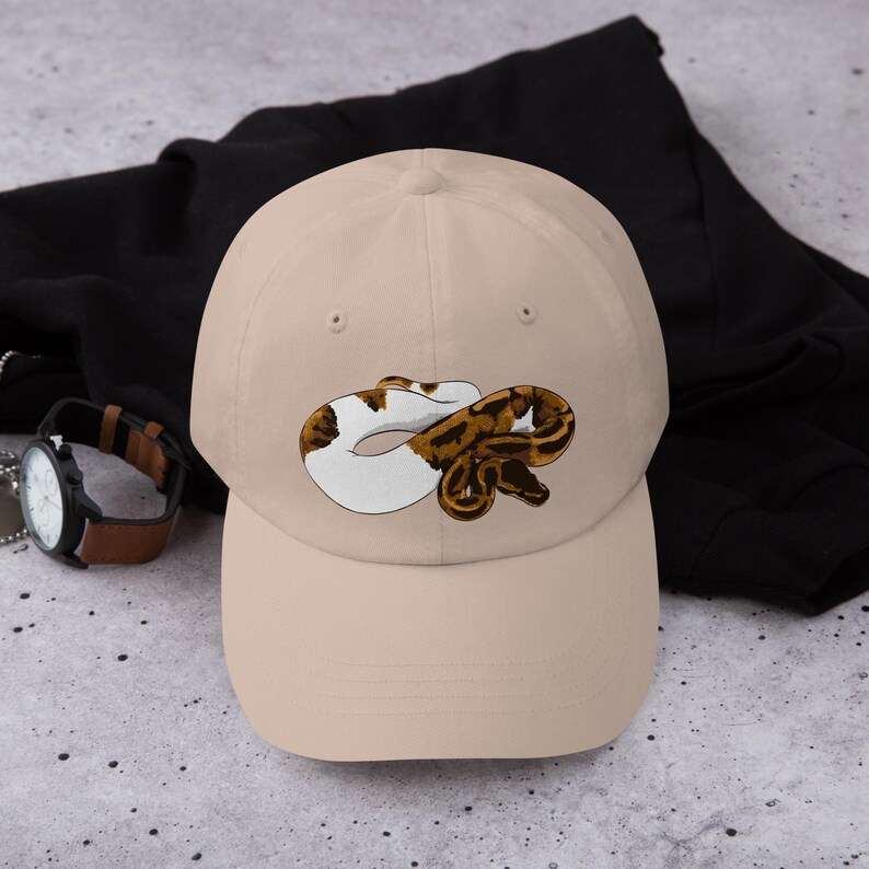 Pied Ball Python Dad Hat, Snake Hat, Reptile Cap, Pet Ball Python Gift Hat Stone