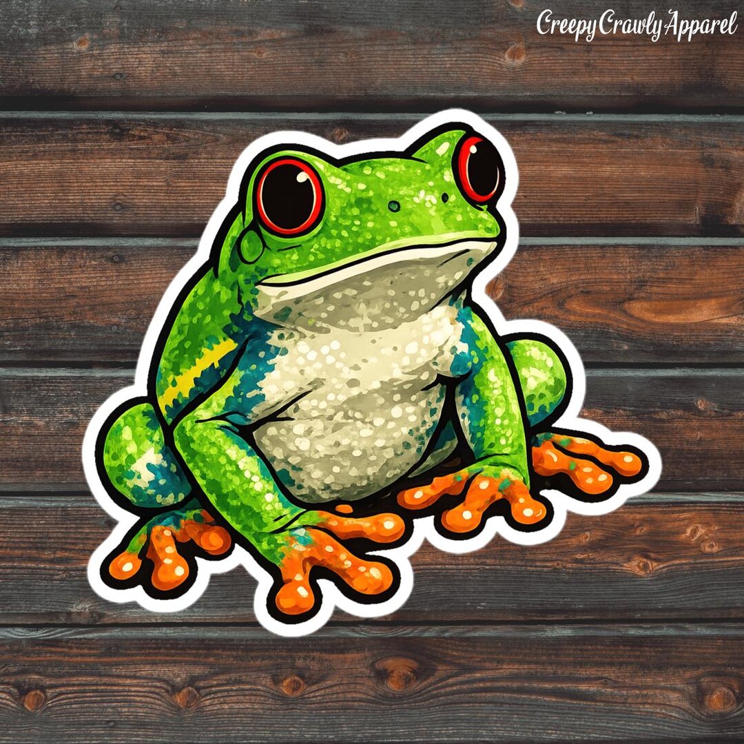Red Eyed Tree Frog Sticker, Amphibian Sticker, Frog Sticker, Waterproof ...