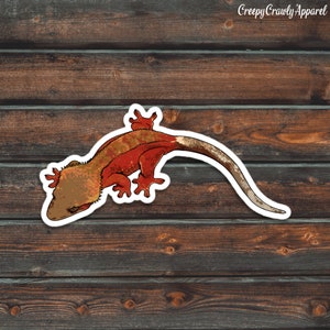 Red Phantom Crested Gecko Sticker, Reptile Sticker, Lizard Sticker, Vinyl Waterproof Pet Gecko Sticker
