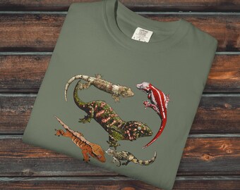 Camisa Comfort Colors® de Gecko Crestado, Camisa Unisex de Gecko, Camisa de Reptil, Gecko Crestado, Gárgola, Leachianus, Chahoua y Eurydactylodes