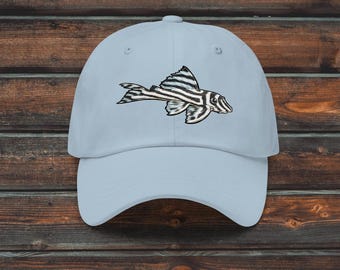 Zebra Pleco Dad Hat, Fish Hat, Plecostomus Cap, Pet Suckermouth Catfish Gift Hat