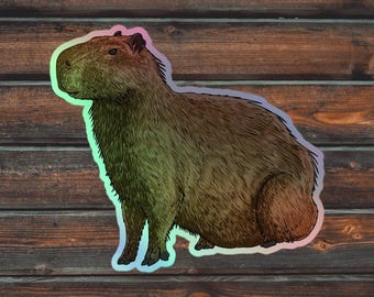 Capybara Holographic Sticker, Cute Capybara Sticker