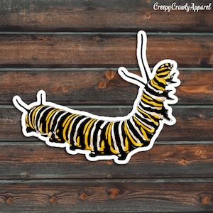 Monarch Caterpillar Sticker, Bug Sticker, Cute Caterpillar Sticker, Vinyl Waterproof Caterpillar Sticker
