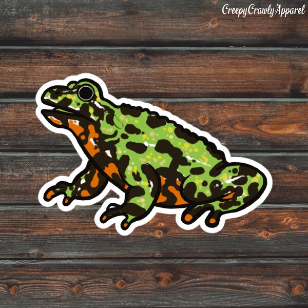 Fire Bellied Toad Sticker, Amphibian Sticker, Toad Sticker, Vinyl Waterproof Pet Toad Sticker