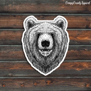 Autocollant ours grizzly, autocollant ours brun, autocollant ours mignon, autocollant ours grizzly imperméable en vinyle