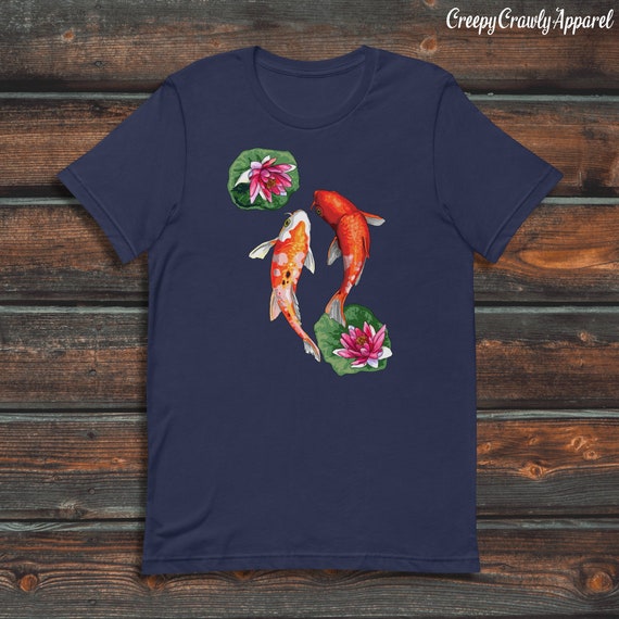 Koi Fish Shirt, Unisex Fish Shirt, Koi Fish Gift, Japanese Water Lily & Koi Shirt