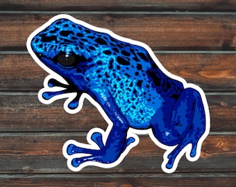 Blue   Dart Frog Sticker, Amphibian Sticker, Frog Sticker, Vinyl Waterproof Pet Dart Frog Sticker