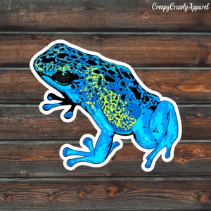 Light Blue   Dart Frog Sticker, Amphibian Sticker, Frog Sticker, Vinyl Waterproof Pet Dart Frog Sticker