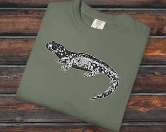 Weiß geflecktes Salamander Comfort Colors® Shirt, Unisex Amphibien Shirt, geflecktes Salamander T-Shirt, Salamander Geschenk
